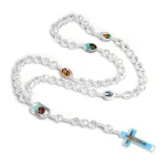Catholic Prayer Beads Cross Necklaces White Textured Beads Plastic Christianity Catholic Rosary Textured Jewelry Wholesale - Image 5