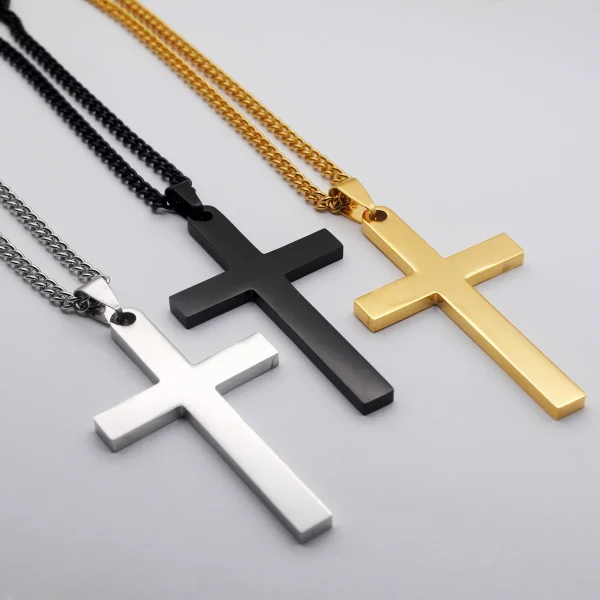 Unisex 304 Stainless Steel Christian Religious Pendant Necklace with Pearl Cross Design Wholesale Jewelry