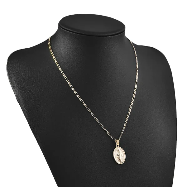 Europe and America Cross Pendant Necklace Lady Mary Pendant Necklace Vintage Necklace with Alloy Collar