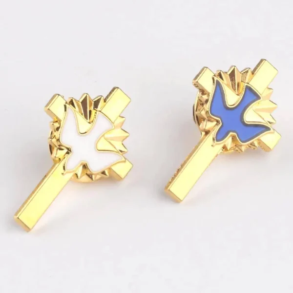 Custom Color Gold Plated with Enamel Peace dove Brooch Pins Orthodox Mini Cross Brooches