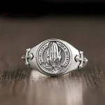 Fashion INS Trend Titanium Open Ring Popular Design Prayer Cross Couple Rings for Men Women European American Jewelry Wholesale