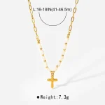 Catholic Cross Pendant Necklace Retro Beaded Chain Collarbone Chain Gold Women's Necklace Christianity Jewelry Wholesale - Image 5