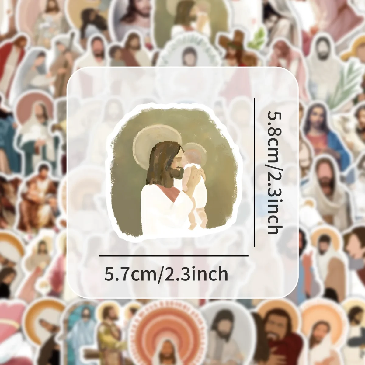 Catholic Theme 60 Sheets Jesus Graffiti Stickers Personalized Decoration Phone Cases Water Bottles Scooters Waterproof - Image 3