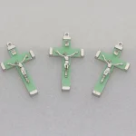 Catholic Jesus Cross Metal Crafts Crucifix Pendant Accessories Small Cylindrical Shape Luminous Green Luminous White Fluorescent - Image 2
