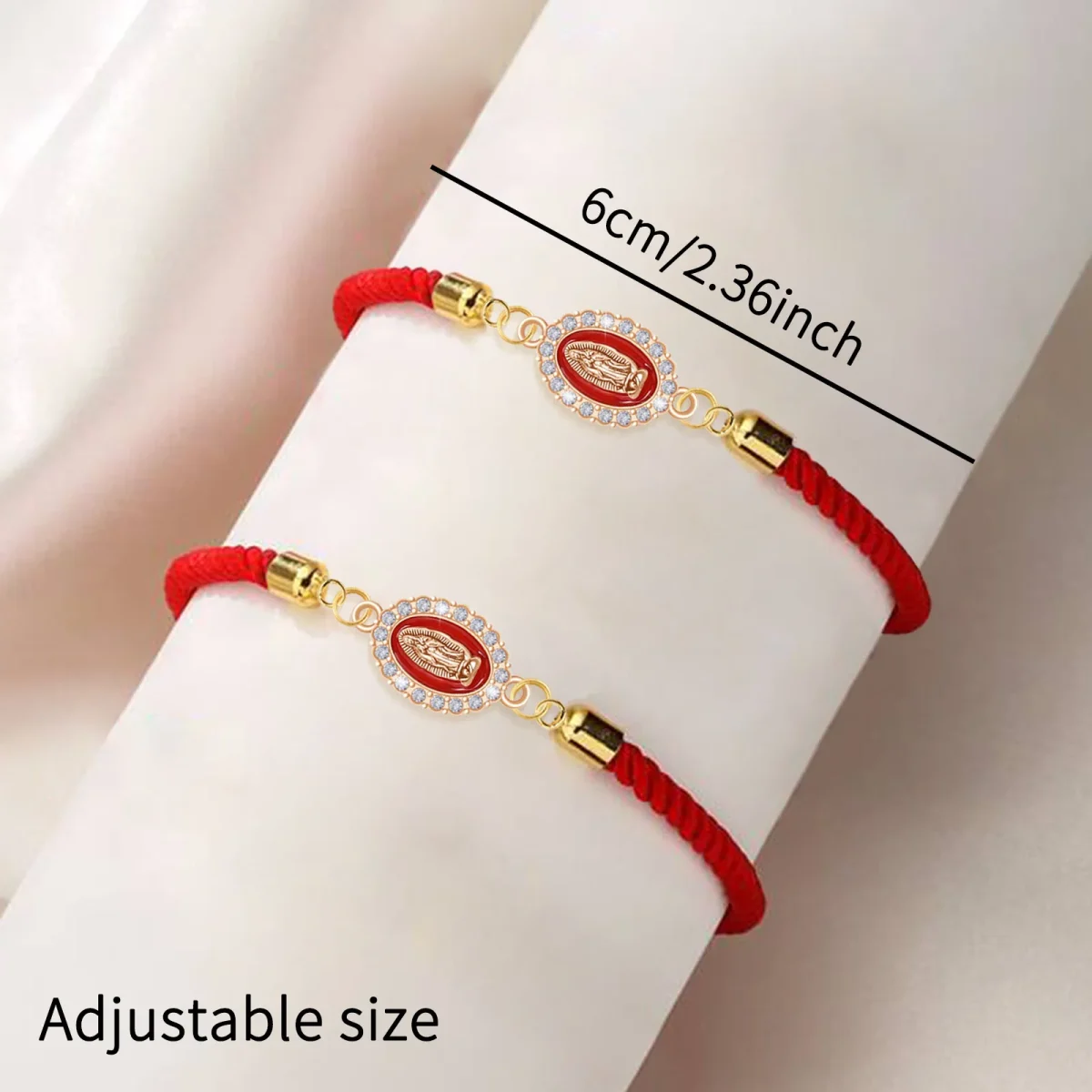Mecrt Virgin Mary Adjustable Charm Bracelet Religious Alloy and Diamond Jewelry Gift - Image 5