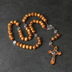Mecrt Catholic Rosary Beads Vintage Natural Olive Wood Cross 10mm Rosaries Religious Handmade Pendant Jesus Crucifix Wholesale - Image 3