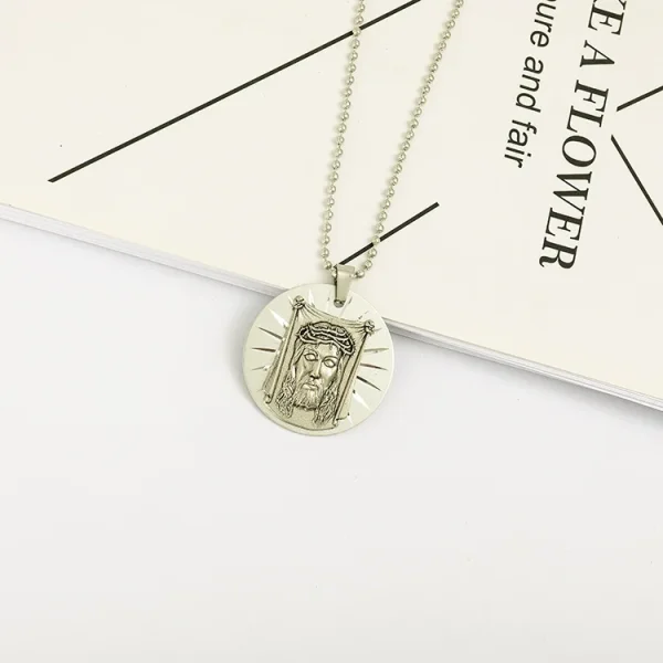 Catholic Jesus Pendant Metallic Fashion Personality Necklace Accessories Laser Craft Jewelry Necklace Pendant