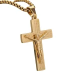 Men's High-End Fashion Crucifix Pendant Jesus Cross Hot Sale Hip-Hop Style Gold Plated Stainless Steel Link - Image 5