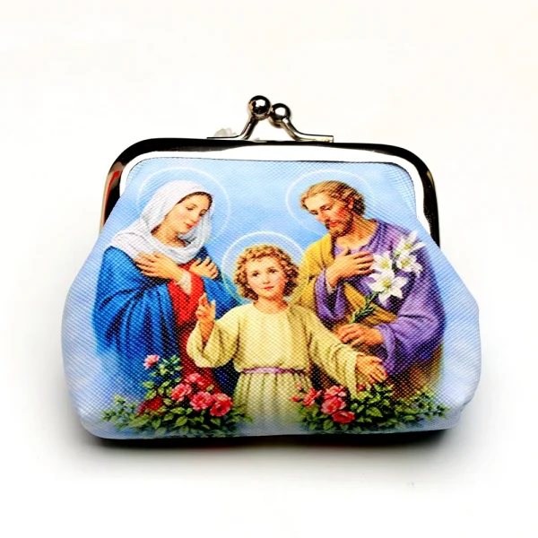 Catholic Virgin Mary Theme Jewelry Packaging Bags Rosary Storage Colorful Mini Bags Kiss-Lock Rosary Pouch Coin Purse Wh