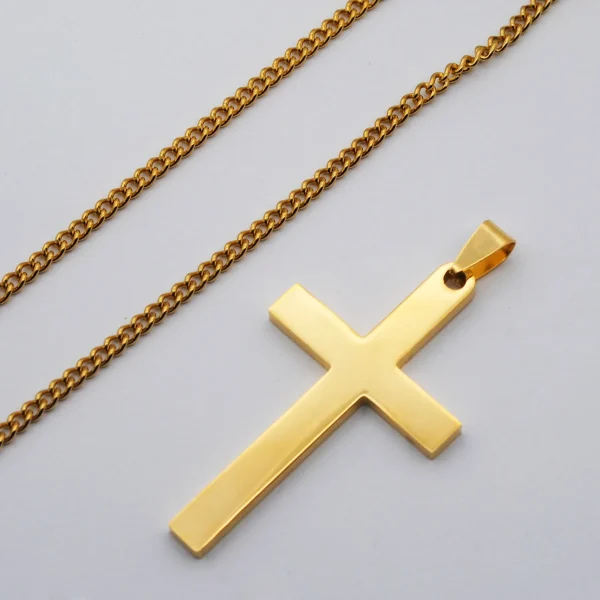 Unisex 304 Stainless Steel Christian Religious Pendant Necklace with Pearl Cross Design Wholesale Jewelry