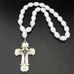 Mecrt Russian Religious Cross Pendant Necklace Gold Plated Rosary Oval Glass Beads Car Fashion Beaded Bracelets - Image 4