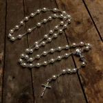 White Imitation Pearl Glass Beaded Catholic Rosary Necklace First Communion Rosary Chalice Center Prayer Beads Wholesale - Image 5