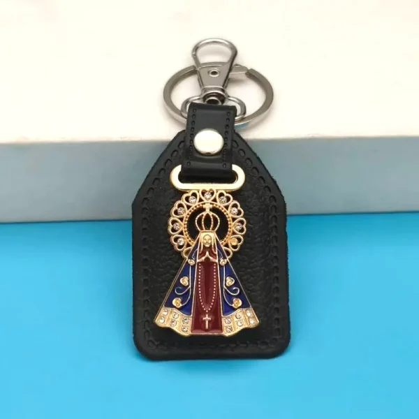Catholic metal PU micro-inlaid enamel color keychain accessories pendant