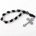Colorful Metallic Rosary Bracelets Catholic Jesus Christ Cross Umbrella Rope Weaving Prayer Beads Cross Jewelry - Image 5