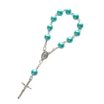 Best Selling Catholic Mini Rosary Beaded Bracelets with Heart Cross Finger Chain Gold Plated Baptism Communion Gift for Baby - Image 5