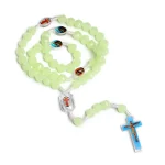 Catholic Christian Rosary Rose Noctilucent Bead Cross Necklace 10mm Glowing Prayer Church Jesus Pendant Jewelry Easter Gifts - Image 2