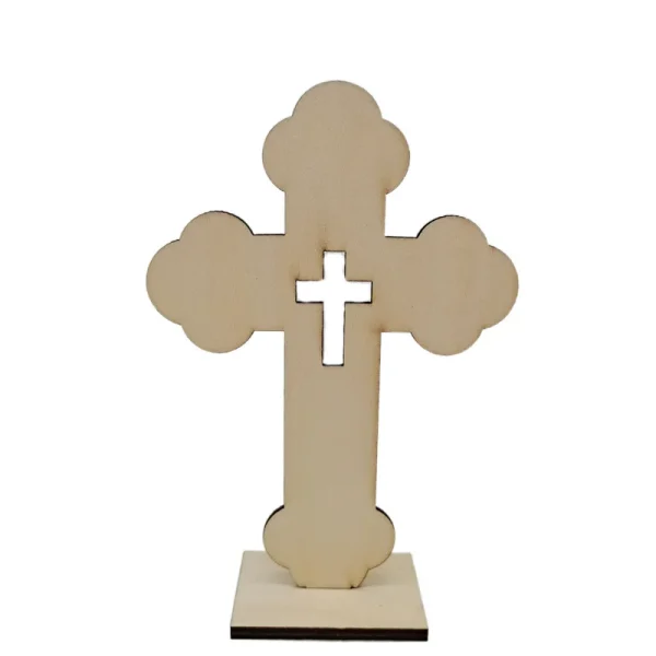 Mecrt New Wooden Crafts Cross Decoration Religious Style Wooden Home Decoration with Metal Wood Chips Alloy Type in Stoc