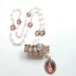 Mecrt Fashion Seven Sorrow Chaplet White Pearl Beads Rosary Round Virgin Mary Pendant Religious Rosary Necklace - Image 2