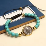 Catholic Turquoise Beaded Saint Benedict's Bracelet Woven Adjustable Rosary Exorcism Holy Item Prayer Beads Jewelry Wholesale - Image 3