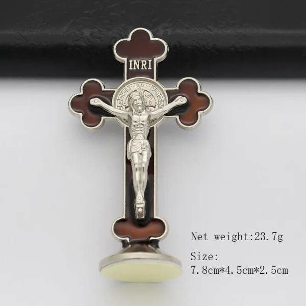 Mecrt Creative Gold-Plated Metal Crucifix Ornaments Catholic Cross Decorative Items for Home Office Christmas Elegant De
