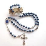 Mecrt Catholic Rosary Glass Crucifix Imitation Pearl Cross Rosary Zinc Alloy Necklace Beaded Pendant Chain Gift Wholesale - Image 3