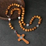 Mecrt Catholic Rosary Beads Vintage Natural Olive Wood Cross 10mm Rosaries Religious Handmade Pendant Jesus Crucifix Wholesale - Image 5