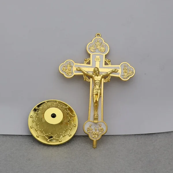 Catholic Jesus Cross Home Office Retro Metal Desk Casted Jewelry Ornaments Elegant Cross-Themed Decorative Accessories