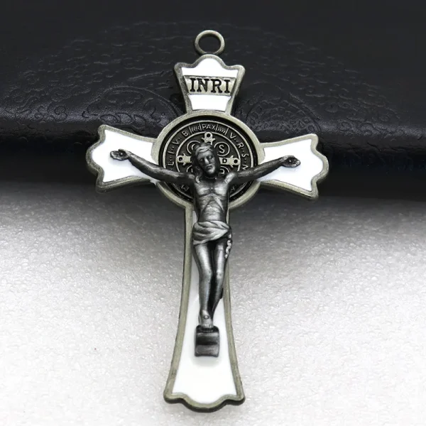 Mecrt Cross Jesus Pendant 7.5*4.5cm Church Catholic Christian Religion Saint Benedict Retro Cross INRI Multiple Colors J