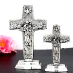 Mecrt Cross of Jesus Catholicism Christianity Vintage Gold/Silver Metal Cross Table Ornaments for Souvenirs Birthday Craft Gift - Image 5