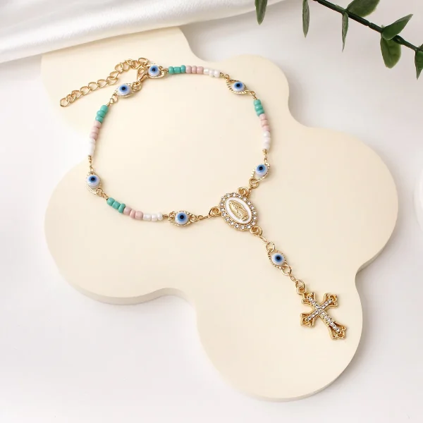 Handmade Stainless Steel Bohemian Beaded Rice Bead Women’s Bracelet Rosary Anniversary