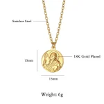 Mecrt Stainless Steel Little Angel Relief Medal Catholic Saint Benedict Fashion Pendant Golden Religious Belief Necklaces - Image 6