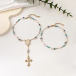 Handmade Stainless Steel Bohemian Beaded Rice Bead Women's Bracelet Rosary Anniversary - Image 2