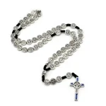 St Benedict Medal Hand Made Knotted Cord Rosary Religious Necklace for Men and Women