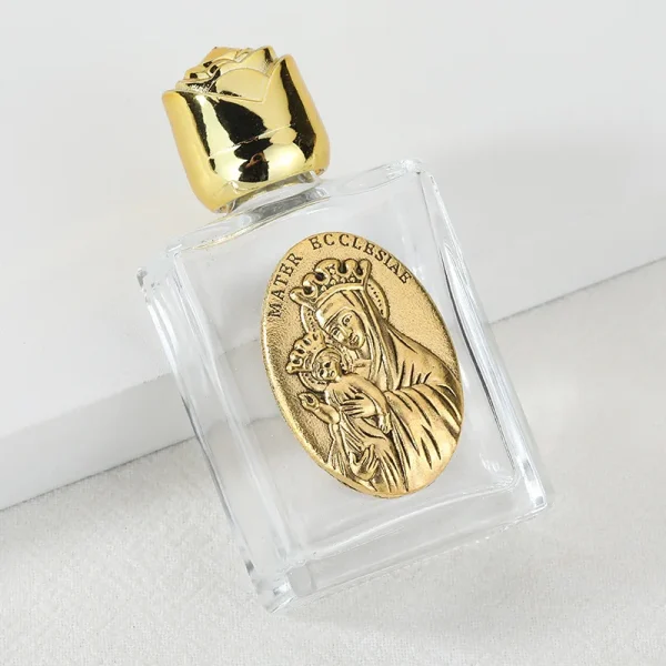 Mecrt Catholic Holy Water Bottle Rose Flower Crystal Glass Container Ornament New Hot Christmas Carved Design