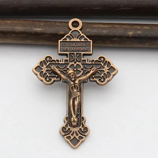 Mecrt 5.5*3.5cm Antique Silver Zinc Alloy Metal Catholic Jesus Crucifix Cross Pendant