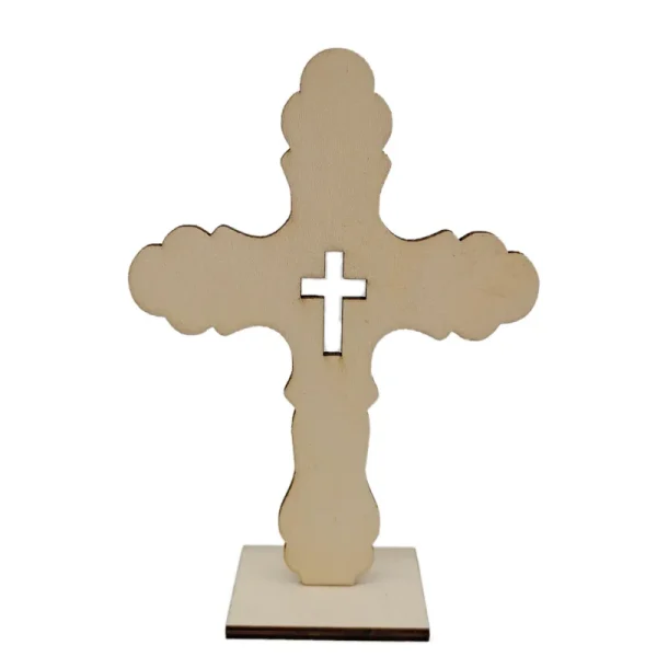 Mecrt New Wooden Crafts Cross Decoration Religious Style Wooden Home Decoration with Metal Wood Chips Alloy Type in Stoc