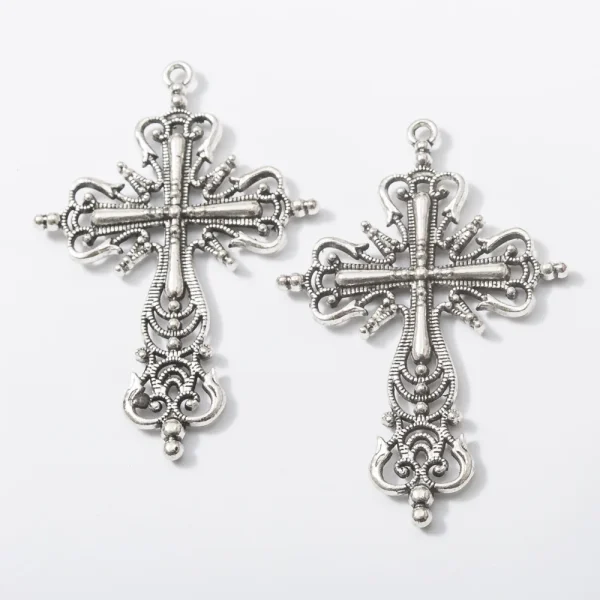 Jewelry Making Charms 63*42.5*4mm Religious Hollow Cross Retro Metal Zinc Alloy Jewelry Fashion Pendant Pendant Making