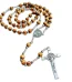 Religious Rosary Necklace Wood Beaded Cross Catholic Prayer BeadJesus and Saint Benedict Pendant Necklace