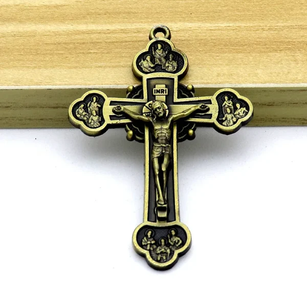 Mecrt Catholic Christian Cross Relief of the Passion of Jesus 7.5*5cm Cross Pendant Crucifix INRI Holiday Gifts Church S