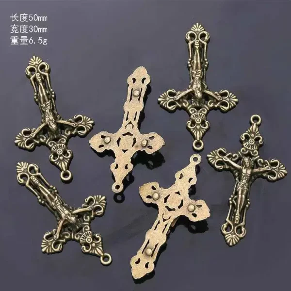 Mecrt Catholic Jewelry Accessories Virgin Mary Triangle Connector Charms Cross Pendant Raft Alloy Jewelry Necklace Ankle