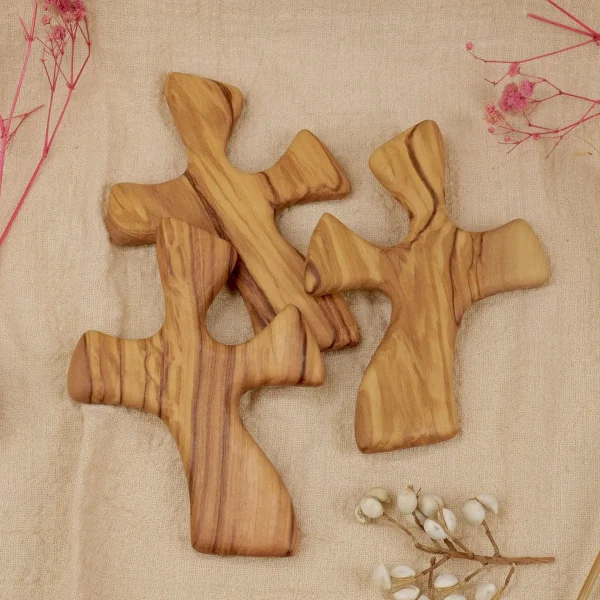 Wooden Decorative Cross Gift Olive Wood Prayer Cross Held in Hand