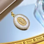 Catholic Oval Religion Holy Mother Natural White Shell Virgin Mary Pendant Diy Accessories Our Lady - Image 2