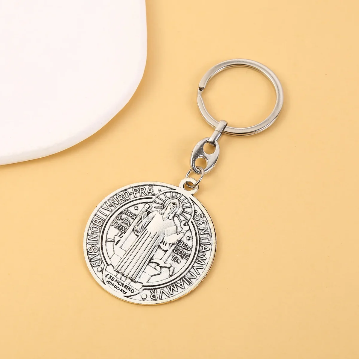 Religious Jewelry Catholic St. Benedict's Keychain Pendant Zinc Alloy Large St. Benedict's Jewelry Wholesale - Image 2