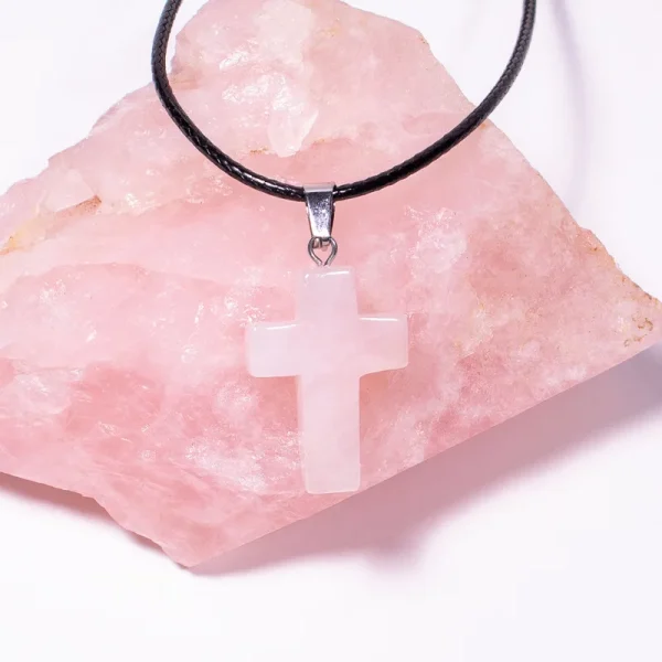 Catholic Exclusive Red Agate Pink Quartz Obsidian Crystal Pendant Necklace Natural Stone Craft Factory Wholesale Jewelry