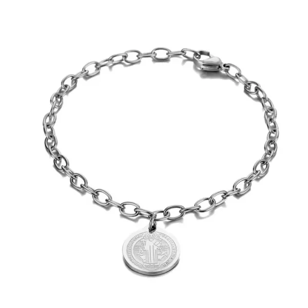 Stainless Steel Religious Catholic Priest Bracelets with St. Benedict Pendant Exorcist Cross Alloy Jewelry for Gift