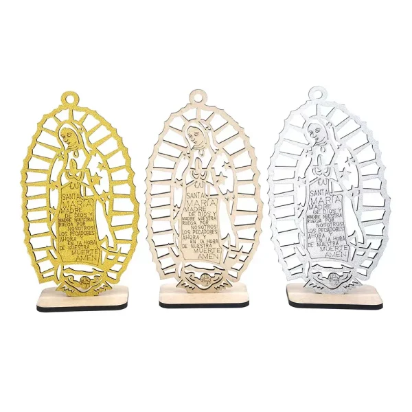 21cm Custom Religious Christian Guadalupe Laser Wooden Statue Crafts Gifts
