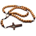 Handmade Religious Catholic Rosary Crucifix Jewelry Wood Beads Virgin Mary Charm Cross Pendant Alloy Material Jesus Inspired - Image 5