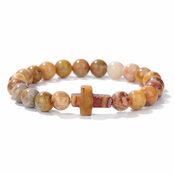 Winter Retro Cross Beads Bracelet Gem Versatile Multi-Color Pearl Beads Religious Style Trendy Gift for Bracelet