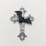 Large Victorian Cross Necklace Long Chain God Silver Religious Catholic Jesus Cross - Image 4