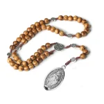 Custom Catholic Rosary Beads Necklace 8*10mm Wooden Beads with Cross & Jesus Saint Religious Jewelry & Gift Making Supplies